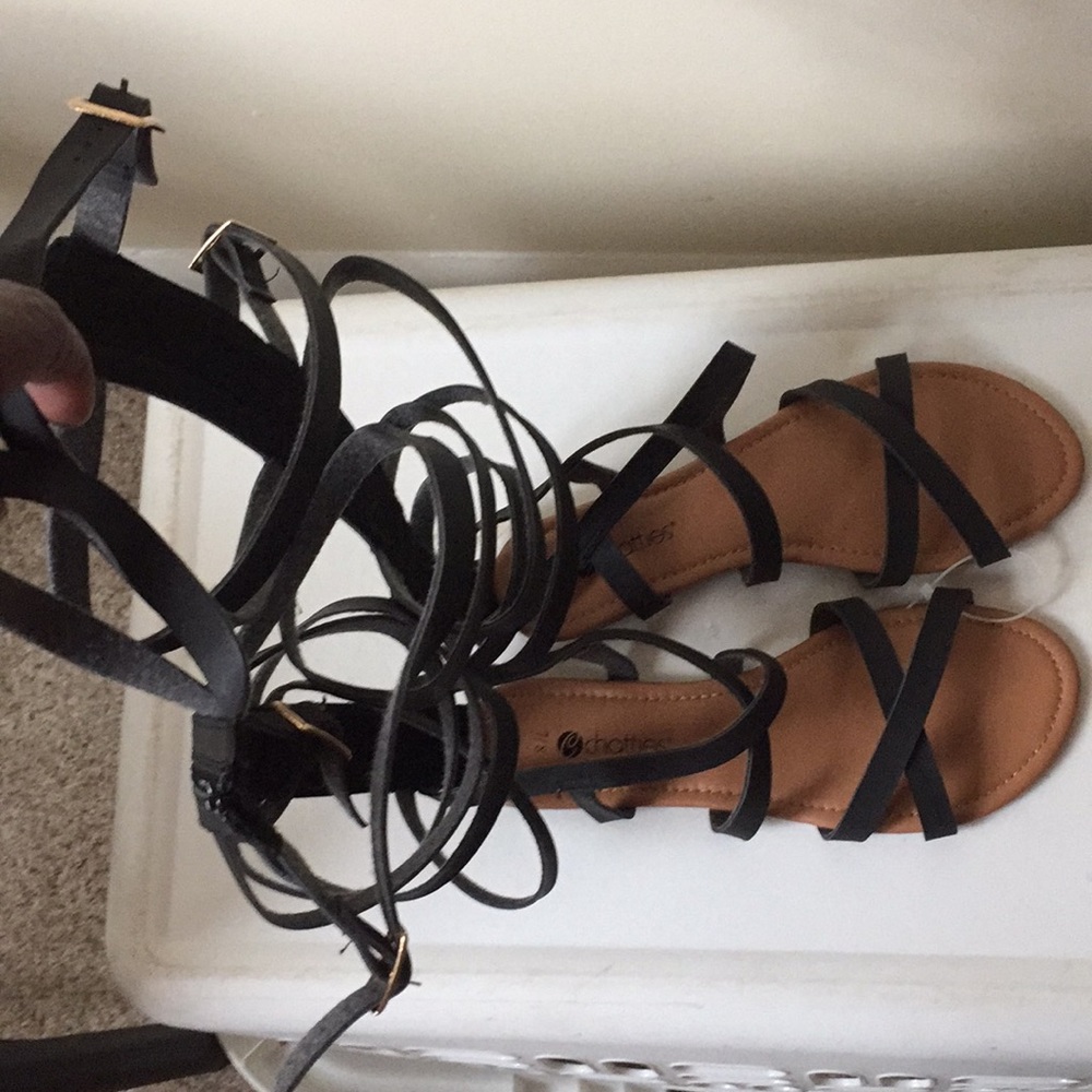 Black strapped tall gladiator